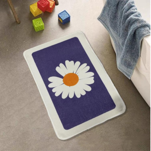 Bathroom Door Entrance Mat Daisy Bath Rug Bathroom Non-Slip Mat Toilet Door Mat Entrance Door Absorbent Mat Anti-slip Door Mat