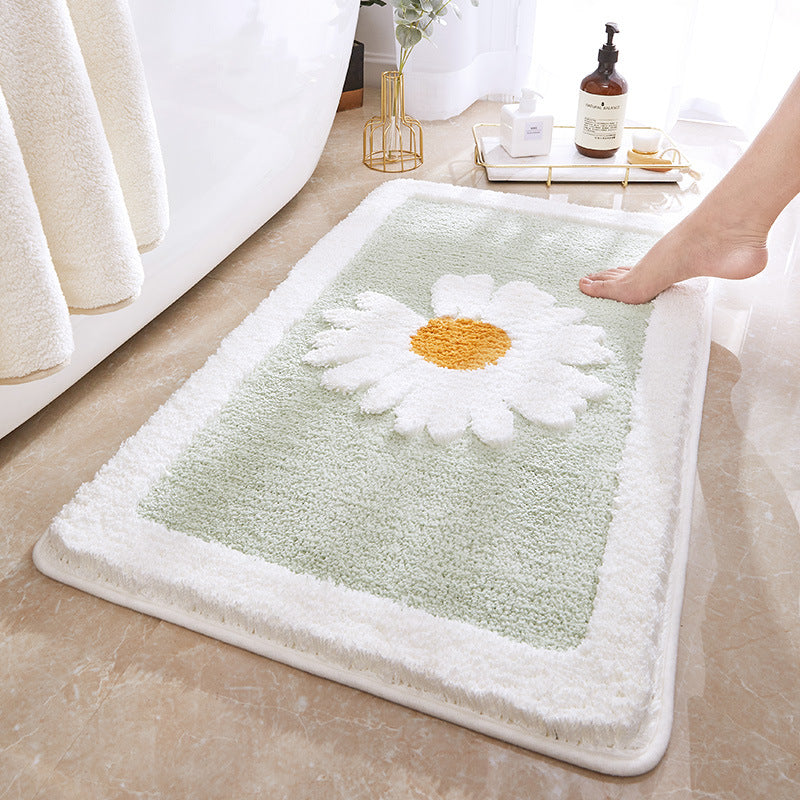 Bathroom Door Entrance Mat Daisy Bath Rug Bathroom Non-Slip Mat Toilet Door Mat Entrance Door Absorbent Mat Anti-slip Door Mat